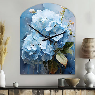 Blue Hydrangea Subtle Serenade - Asymmetric Metal Wall Clock